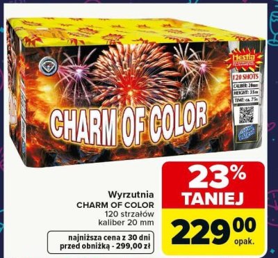 Wyrzutnia CHARM OF COLOR 120 strzałów kaliber 20 mm promocja w Carrefour