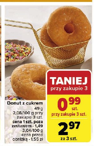 Donut z cukrem promocja w Carrefour Market