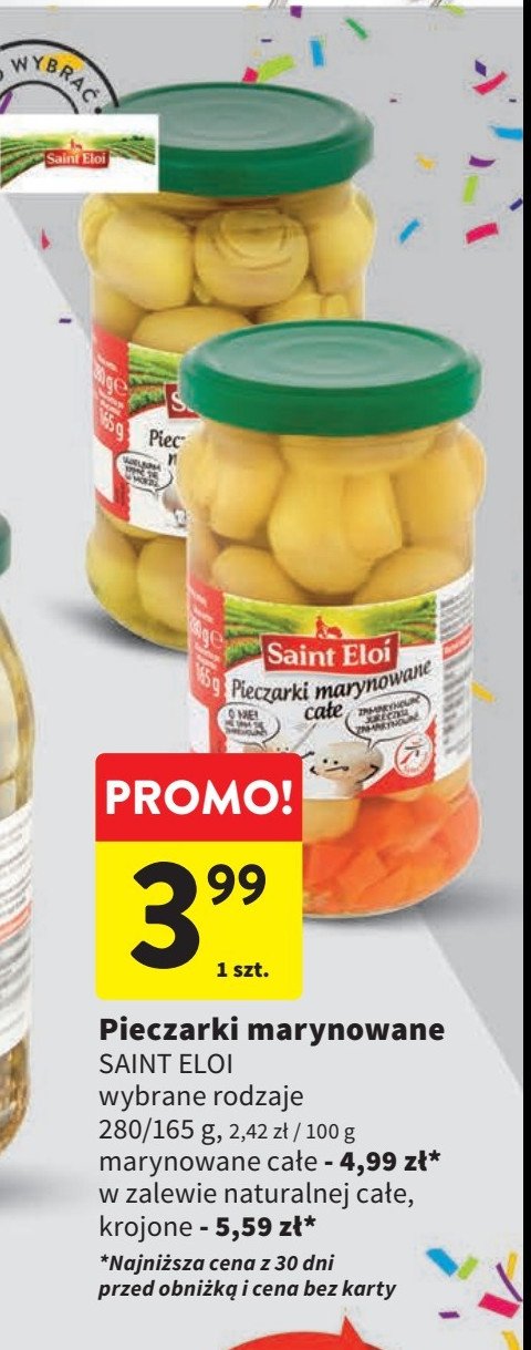 Pieczarki krojone w zalewie naturalnej Saint eloi promocja