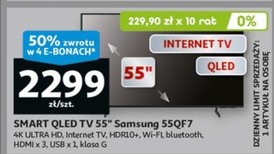 TV SMART QLED 55" Samsung 55QF7 promocja w Auchan