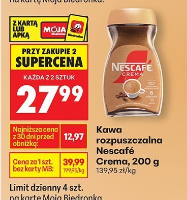 Kawa rozpuszczalna Nescafé Crema promocja w Biedronka