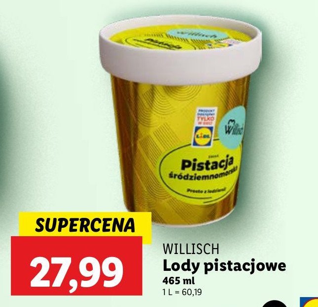 Lody pistacja śródziemnomorska Willisch promocja w Lidl