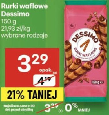 Rurki waflowe Dessimo promocja w Delikatesy Centrum