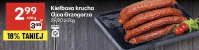 Kiełbasa krucha Ojca Grzegorza 29,90 zł/kg promocja w Delikatesy Centrum