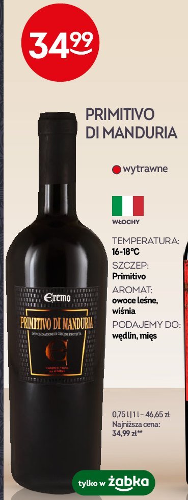 Wino EREMO PRIMITIVO DI MANDURIA promocja w Żabka