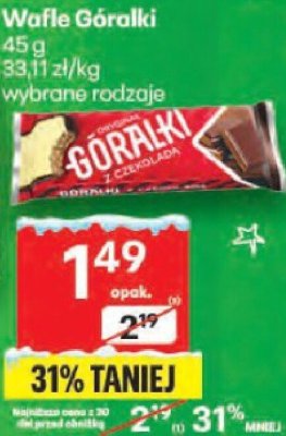 Wafle Góralki 45g wybrane rodzaje promocja w Delikatesy Centrum