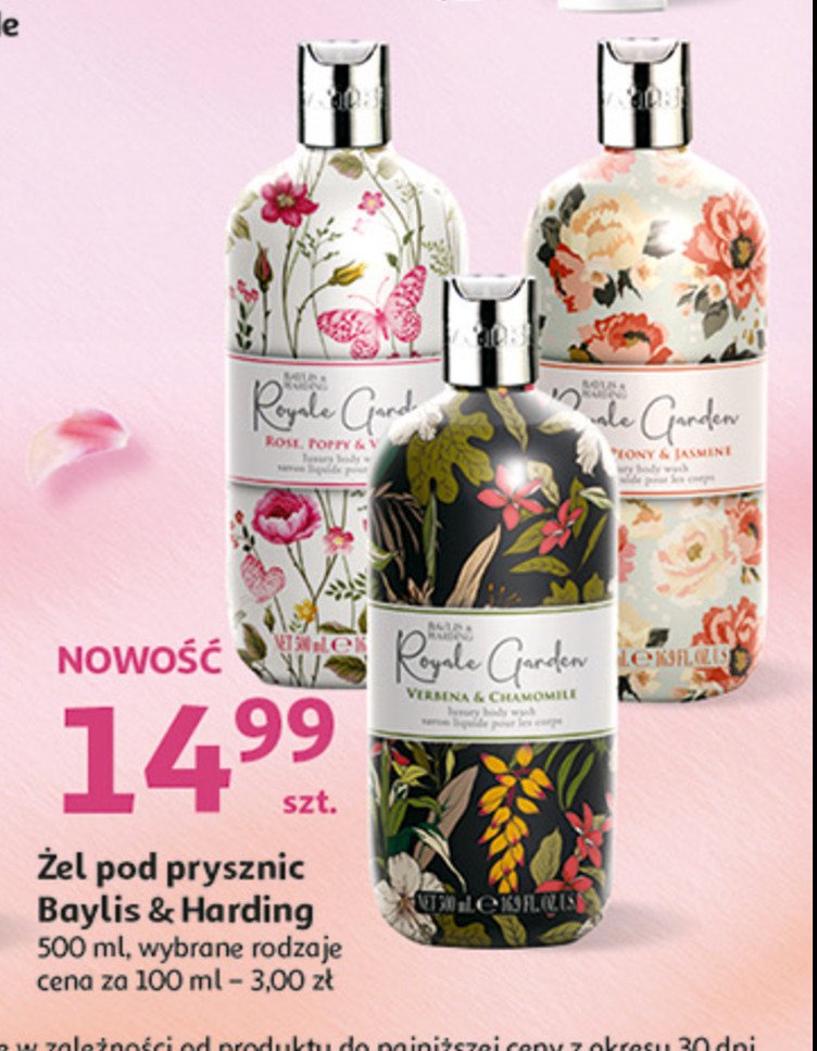 Żel pod prysznic rose poppy & vanilla Baylis & harding royale garden promocja