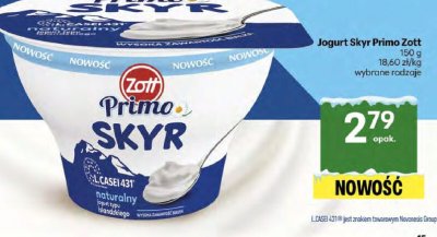 Jogurt Skyr Primo Zott wybrane rodzaje promocja w Delikatesy Centrum