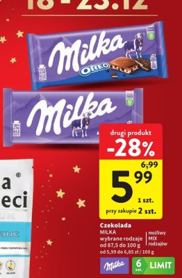 Czekolada Milka różne rodzaje promocja w Intermarche