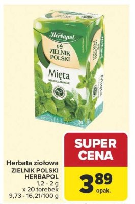Herbata ziołowa Mięta ZIELNIK POLSKI HERBAPOL promocja w Carrefour Market