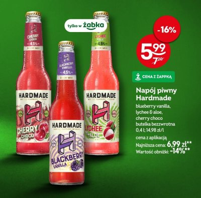 Piwo Hardmade blueberry vanilla, lychee & aloe, cherry choco 0.4l promocja w Żabka
