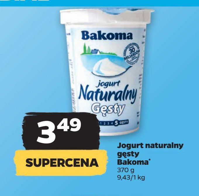 Jogurt naturalny łagodny smak Bakoma naturalny promocja w Netto