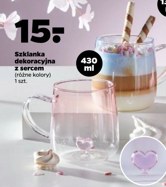 Szklanka dekoracyjna z sercem 430 ml promocja