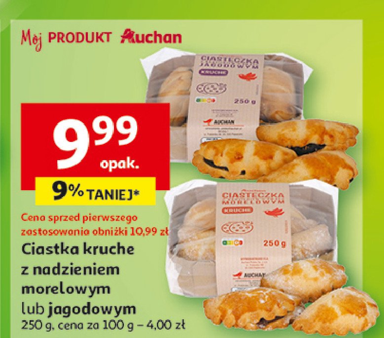 Ciastka z nadzieniem jagodowym Auchan różnorodne (logo czerwone) promocja