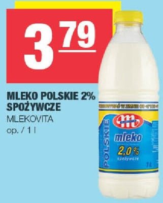 Mleko polskie 2% spożywcze Mlekovita promocja w SPAR