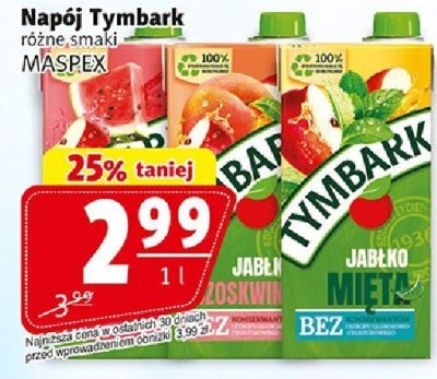 Napój Tymbark różne smaki Maspex 1l promocja w Prim Market