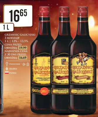 Grzaniec galicyjski 3 rodzaje 1L 12%-13.5% promocja w Dino