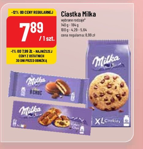 Ciastka z kawałkami czekolady Milka xl cookies promocja
