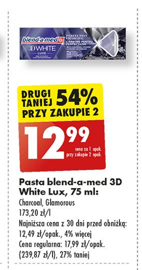 Pasta do zębów perfection charcoal Blend-a-med 3d white luxe promocja