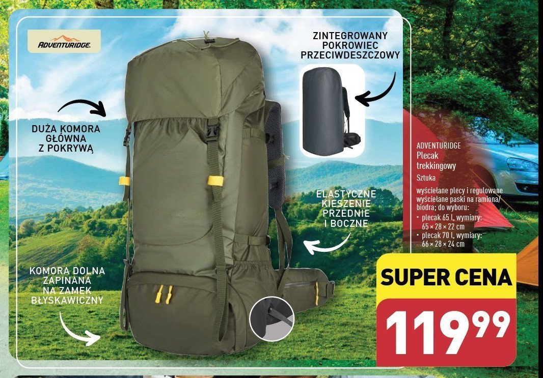 Plecak trekkingowy 65 l ADVENTURIDGE promocja