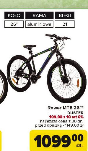 Rower mtb duster 26" promocja w Carrefour