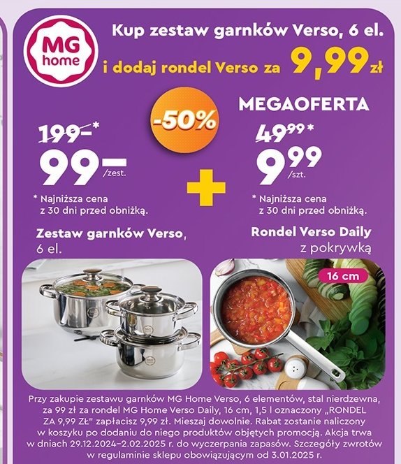 Komplet garnków verso Mg home promocja w Biedronka