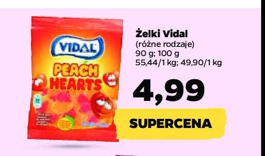 Żelki peach hearts Vidal promocja