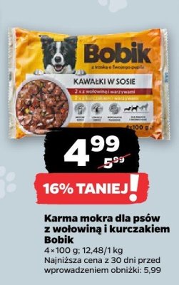 Karma mokra dla psów z wołowiną i kurczakiem promocja w Netto