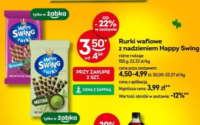 Rurki waflowe z nadzieniem Happy Swing różne rodzaje promocja w Żabka