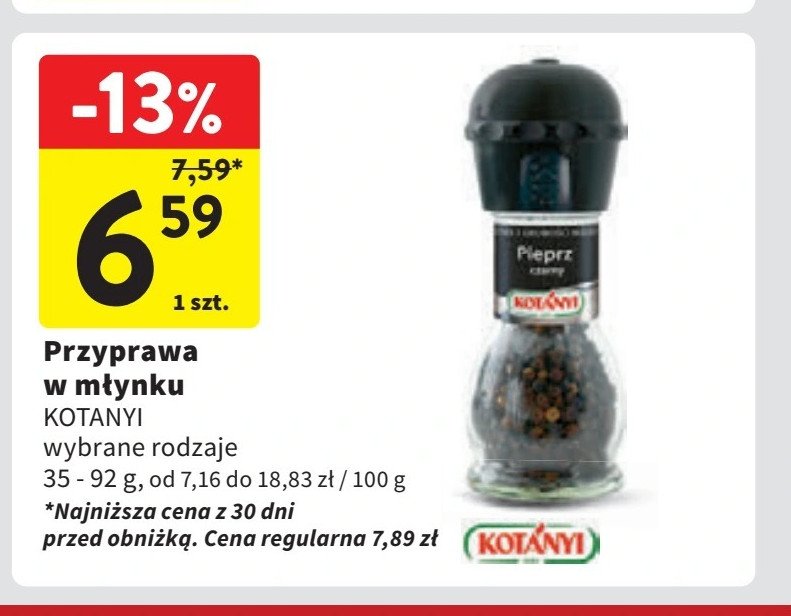 Pieprz czarny młynek Kotanyi promocja w Intermarche