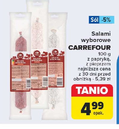 Salami wyborowe z papryką Carrefour promocja w Carrefour