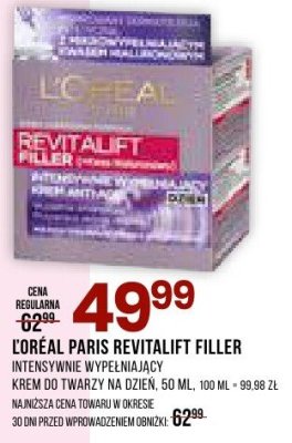 Krem do twarzy LOREAL PARIS Revitalift Filler na dzień promocja w Drogerie Natura