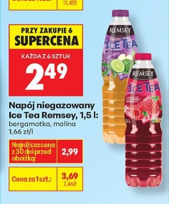 Napój niegazowany Ice Tea Remsey, bergamotka, malina promocja w Biedronka