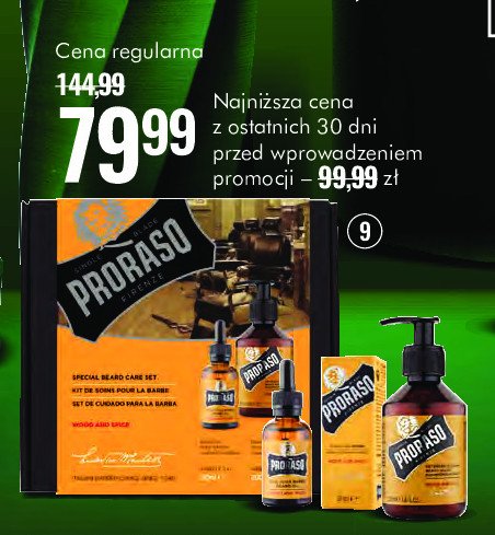 Zestaw w pudełku: szampon do mycia brody i wąsów 200 ml + olejek do brody i wąsów 30 ml PRORASO promocja