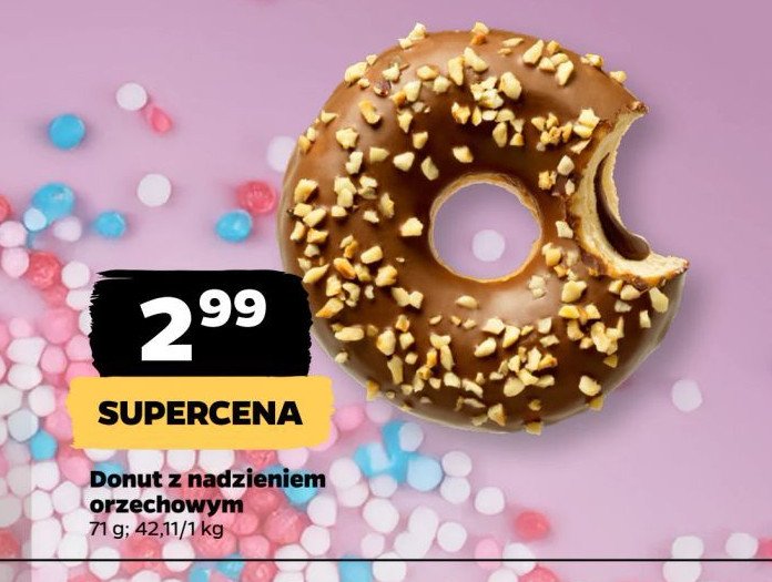 Donut z nadzieniem orzechowym promocja w Netto