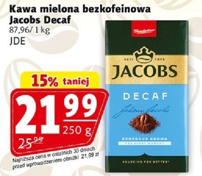 Kawa mielona bezkofeinowa Jacobs Decaf promocja w Prim Market