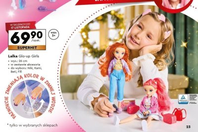Lalka Glo-up Girls, różne rodzaje promocja w Biedronka