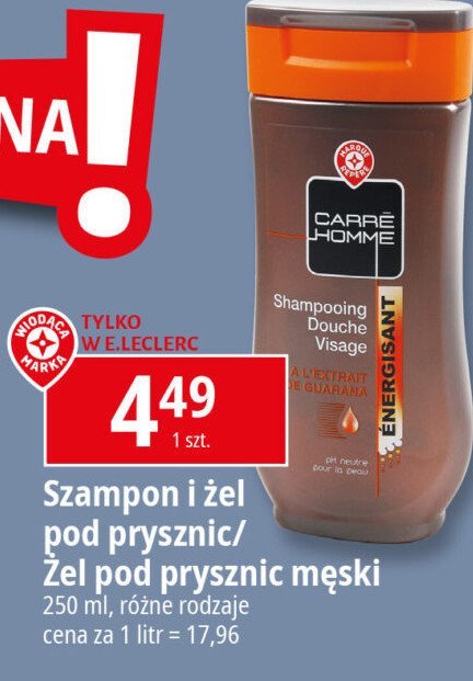 Szampon-żel pod prysznic energisant Wiodąca marka carre homme promocja