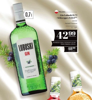 Gin Lubuski 0,7l + Schweppes 0,85l promocja w POLOmarket