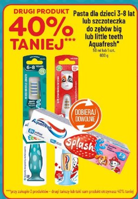 Pasta dla dzieci 3-8 lat lub szczoteczka do ząbków bin lub little teeth Aquafresh promocja w POLOmarket