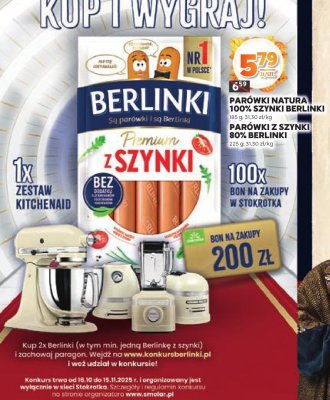 Parówki Berlinki Premium z szynki promocja w Stokrotka