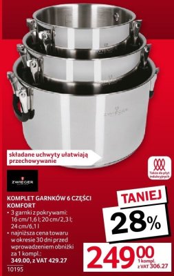 Komplet garnków 6 części KOMFORT Zwieger promocja w Selgros