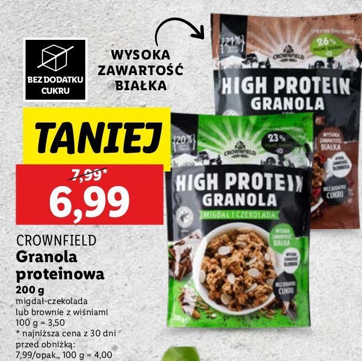 Granola proteinowa migdał i czekolada Crownfield promocja