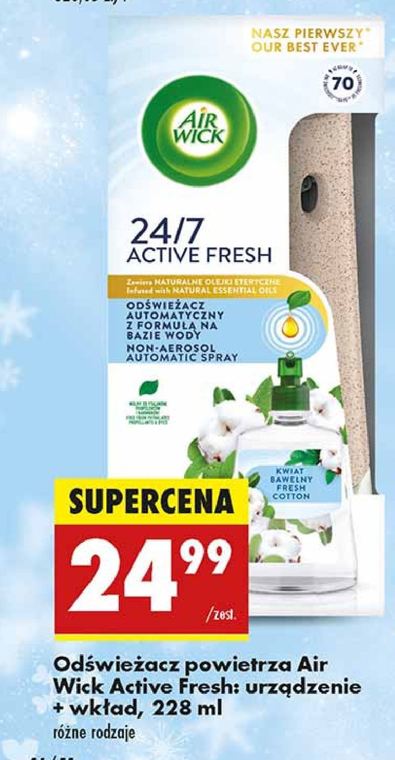 Odświeżacz powietrza kwiat bawełny Air wick active fresh promocja w Biedronka