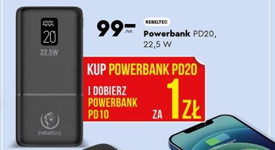 Powerbank PD20 22,5 W Rebeltec promocja w Biedronka