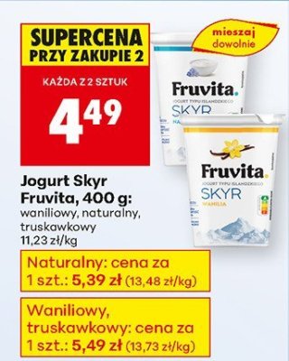 Jogurt Skyr Fruvita, 400 g: naturalny promocja w Biedronka
