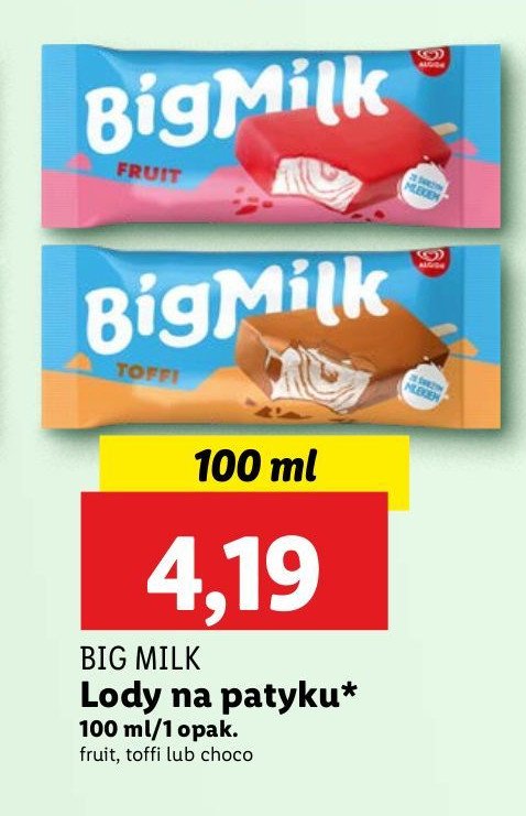 Lód fruit Algida big milk promocja