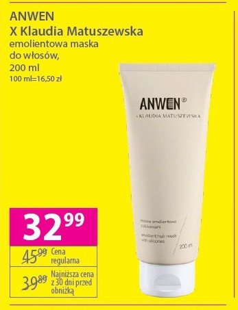 Maska emolientowa z silikonami Anwen & klaudia matuszewska promocja