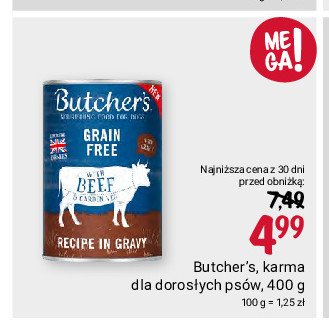 Karma dla psa wołowina Butcher's grain free promocja