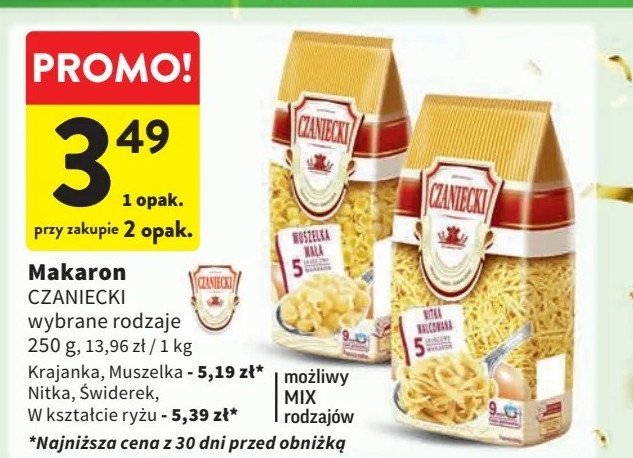 Makaron 5-jajeczny muszelka Czaniecki promocja